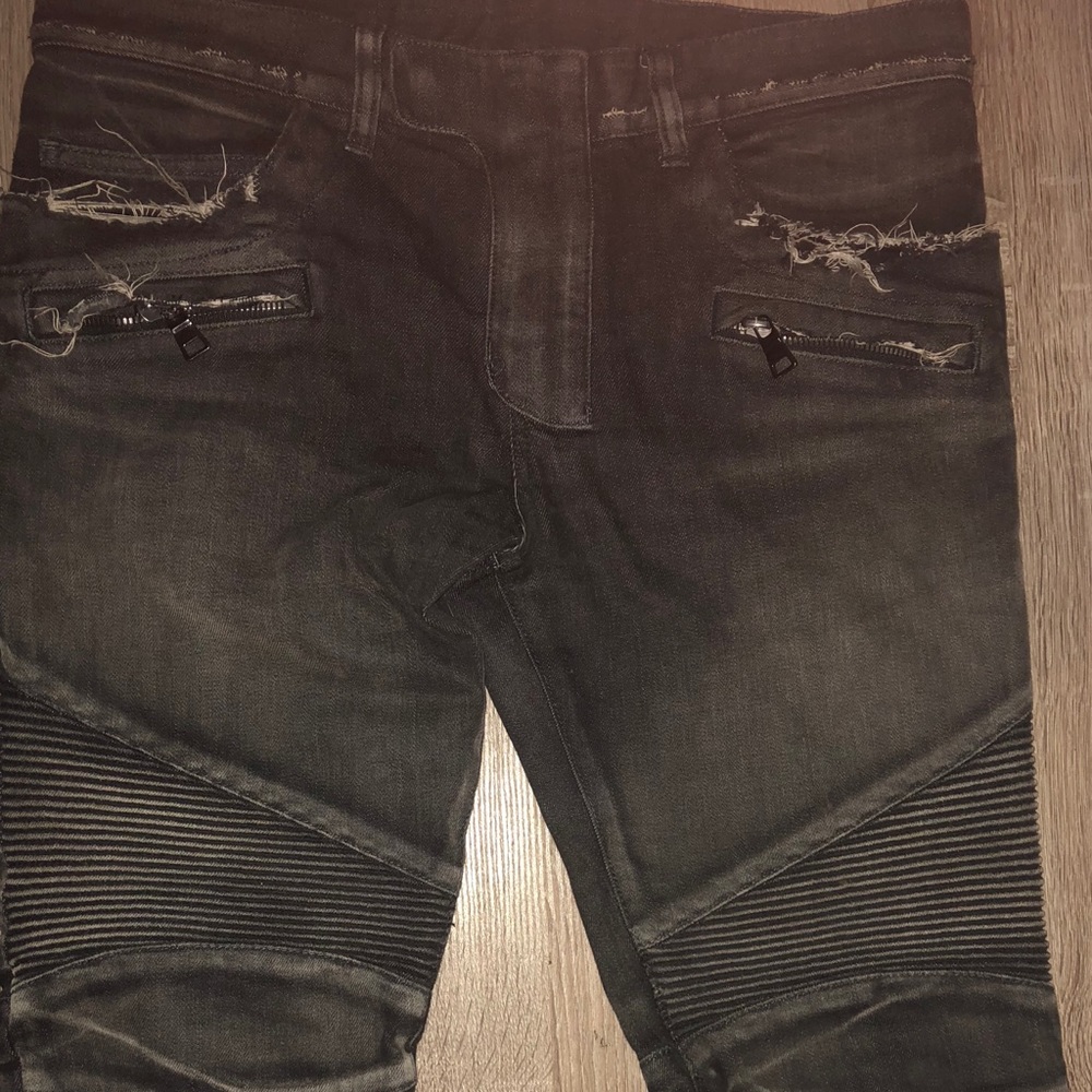 NEW BALMAIN Distressed Skinny Biker Jeans 31 waist